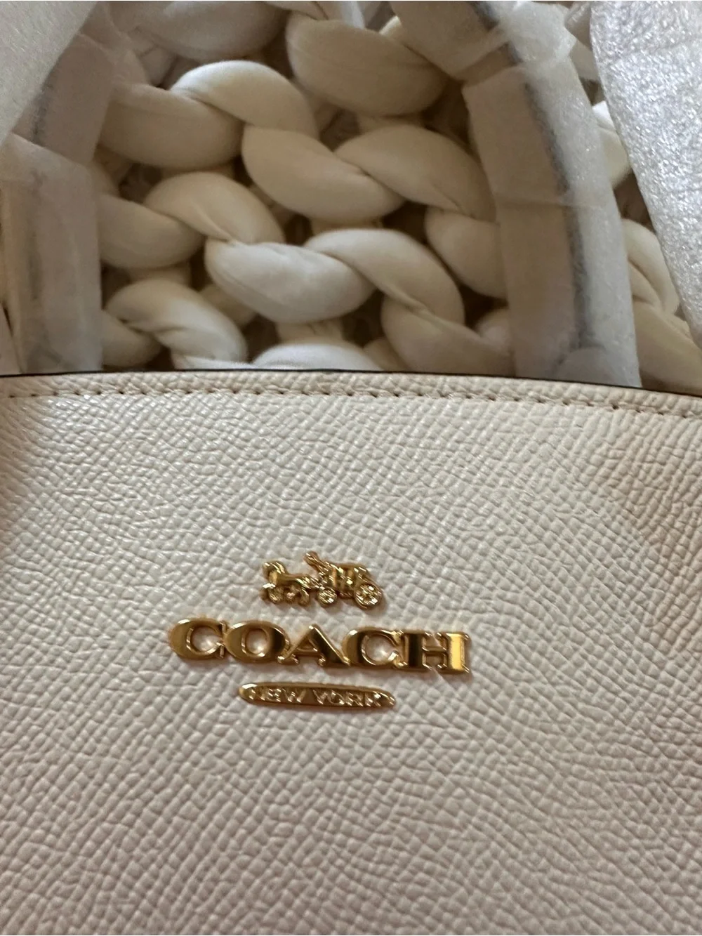 Coach Pebbled Leather Dome Satchel NWT Cream